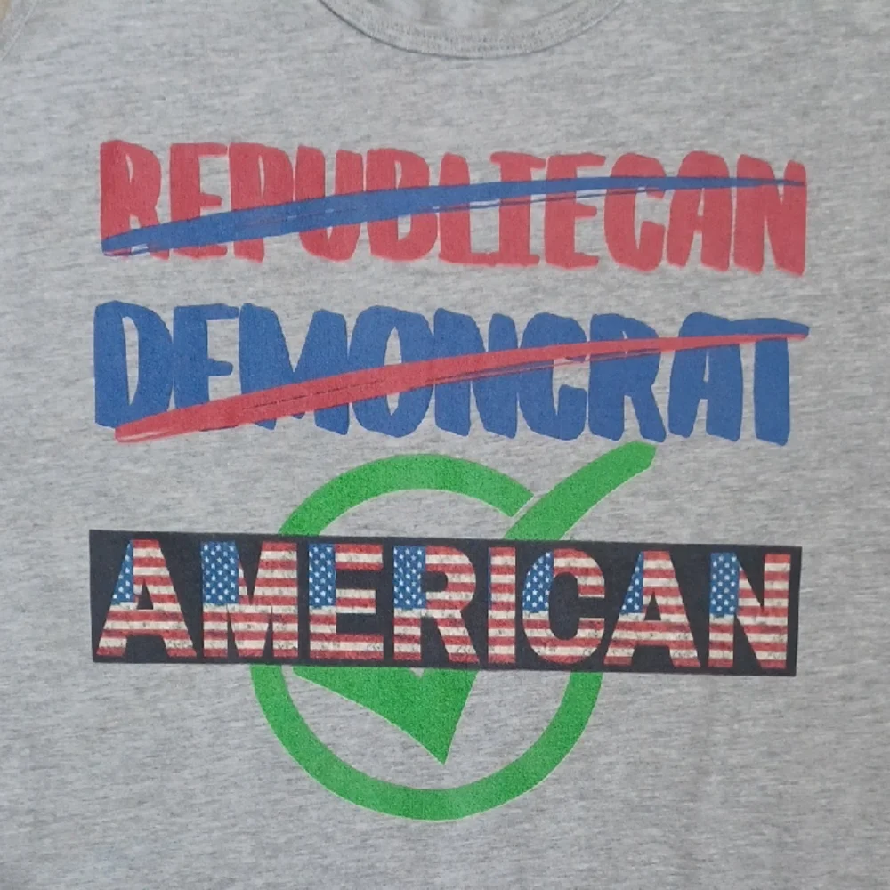 NWT - Medium gray tank American Heritage USA Flag Independent Patriotic July 4th - Picture 3 of 13